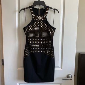 Express Dress Black and Gold bejeweled cocktail